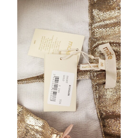 Maje Ilur Metallic High-rise Silk-blend Shorts In Gold Size 36 $295 - Picture 8 of 12